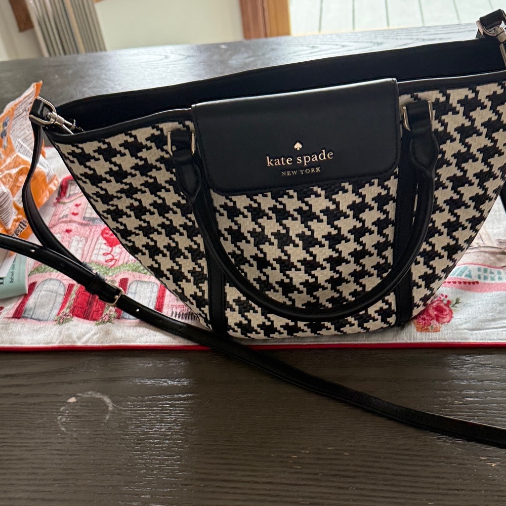 Kate Spade Black and White Houndstooth Shoulder Bag